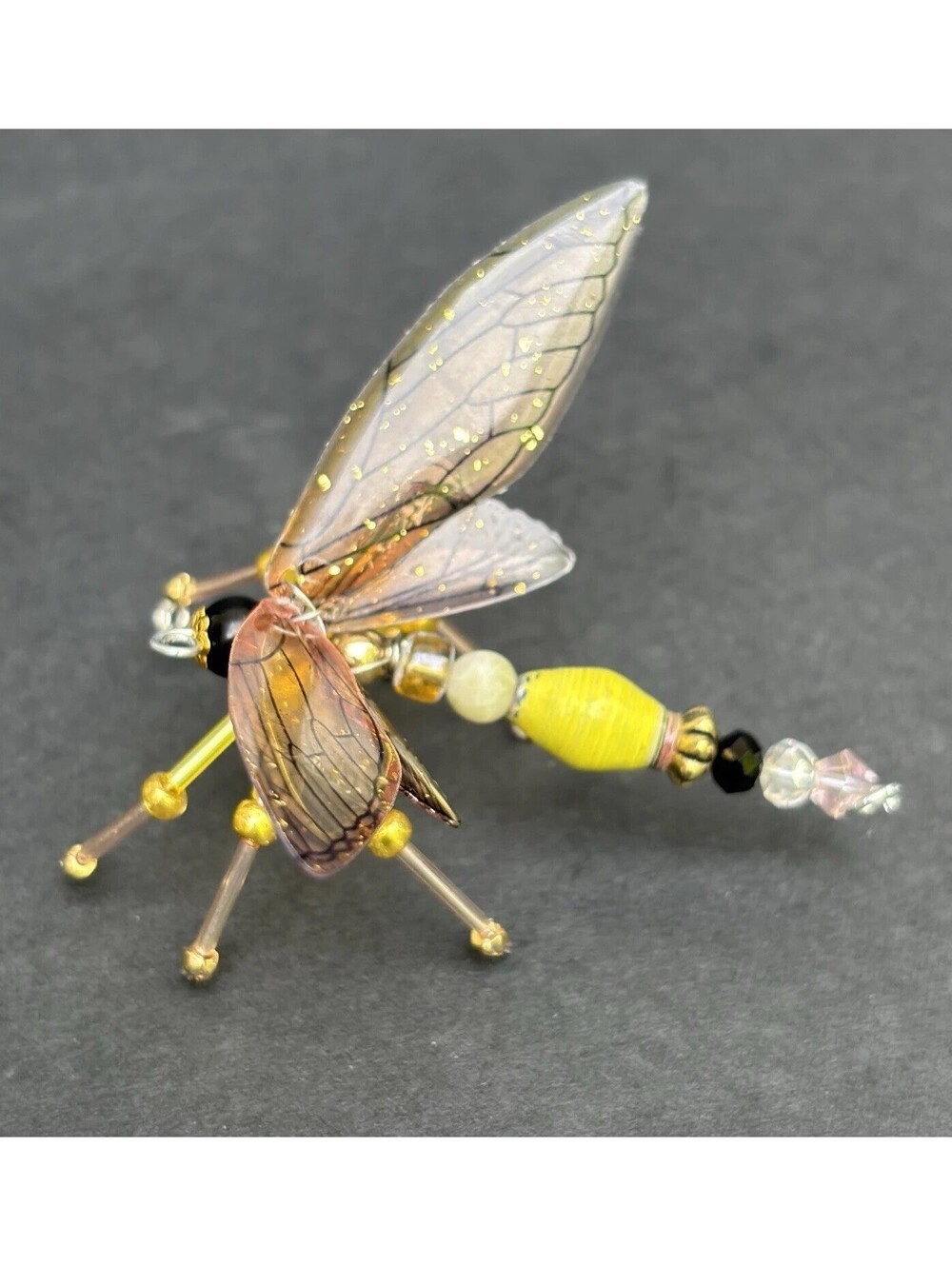 Beaded Yellow Dragonfly Insectcore Decor Video